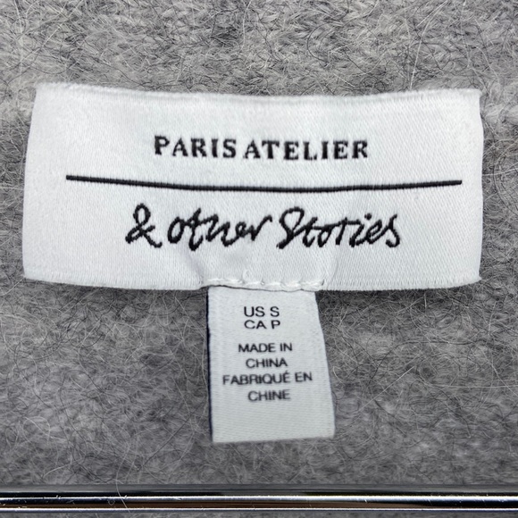 & other stories wool alpaca crop cardigan small grey bee buttons - Picture 2 of 6